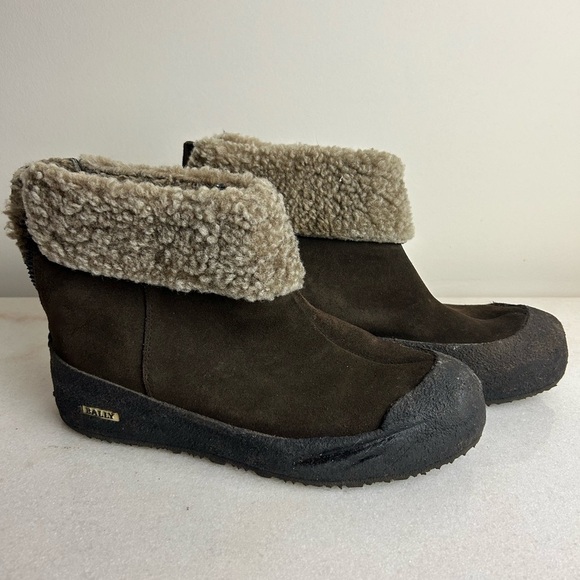 Bally Shoes - Bally Women’s Suede Ankle Sheepskin Lined Brown Boots